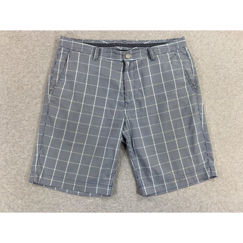 Bonobos Plaid Flat Front Casual Golf Shorts‎ (Men's Size 35) Blue